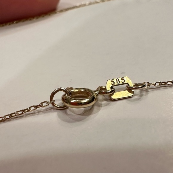 14k yellow gold initial necklace 16 inches. Like new - Picture 2 of 2